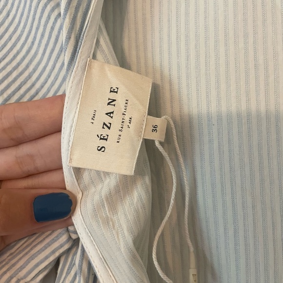 Sezane Odalie Dress US4 - EU36 White w/Light blue stripes - Picture 8 of 12